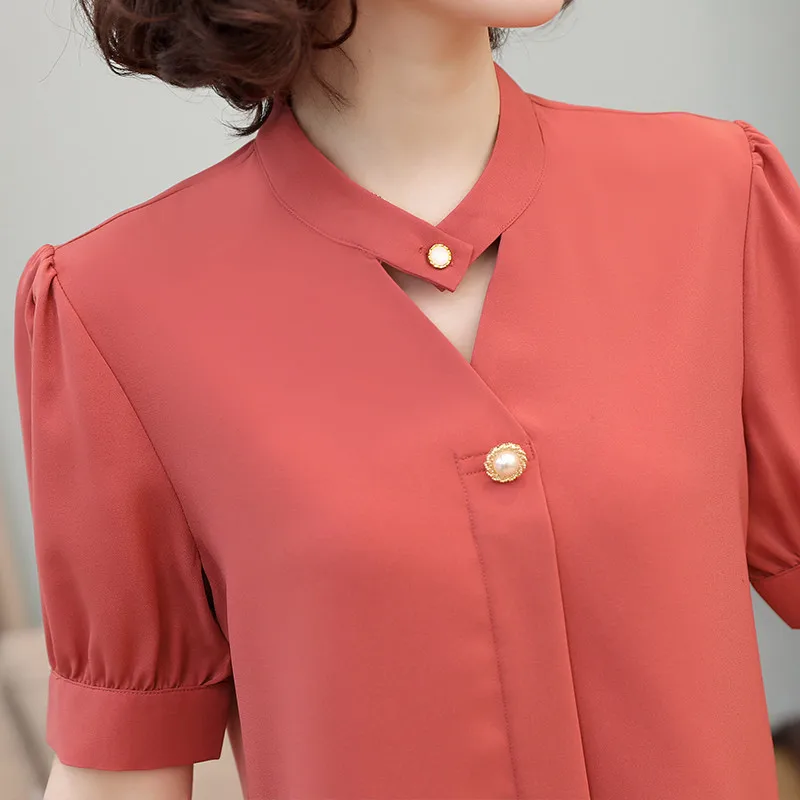 Женская шифоновая рубашка-топ с коротким рукавом размеры до 4XL | одежда