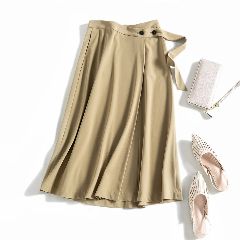 

Summer Women Simple Elegant Loose Japan Style Pleated Comfortable Empire Waist A-line All-match Skirts