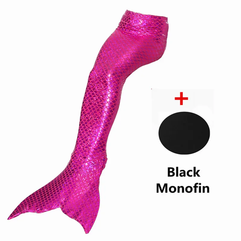 Tail and Monofin Новинка! хвосты маленькой русалки с черным монофином для детей, взрослых, летнее платье, купальный костюм, костюм русалки - Цвет: Tail and Monofin