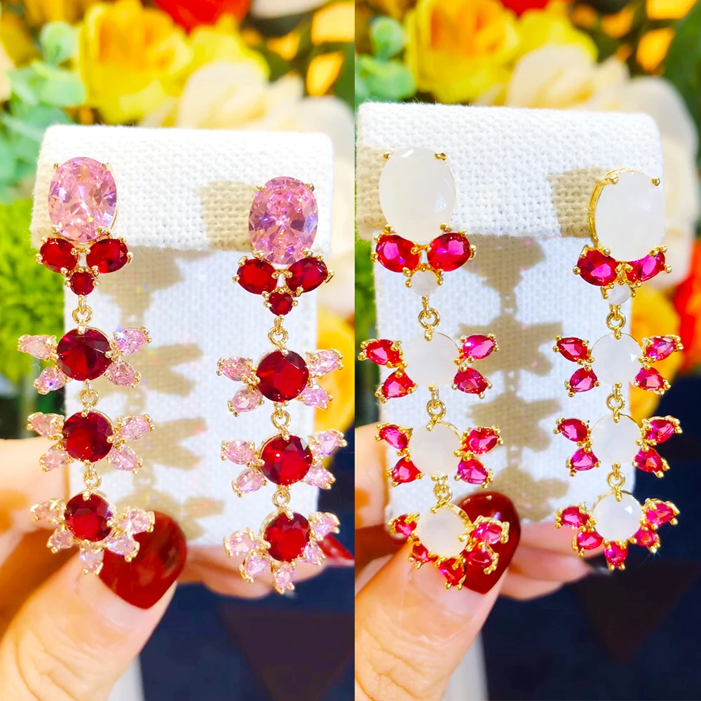 

Blachette Fashion Luxury High Quality Zircon Long Pendant Earrings Women's Wedding Girl Party Daily Fine Jewelry Accessories