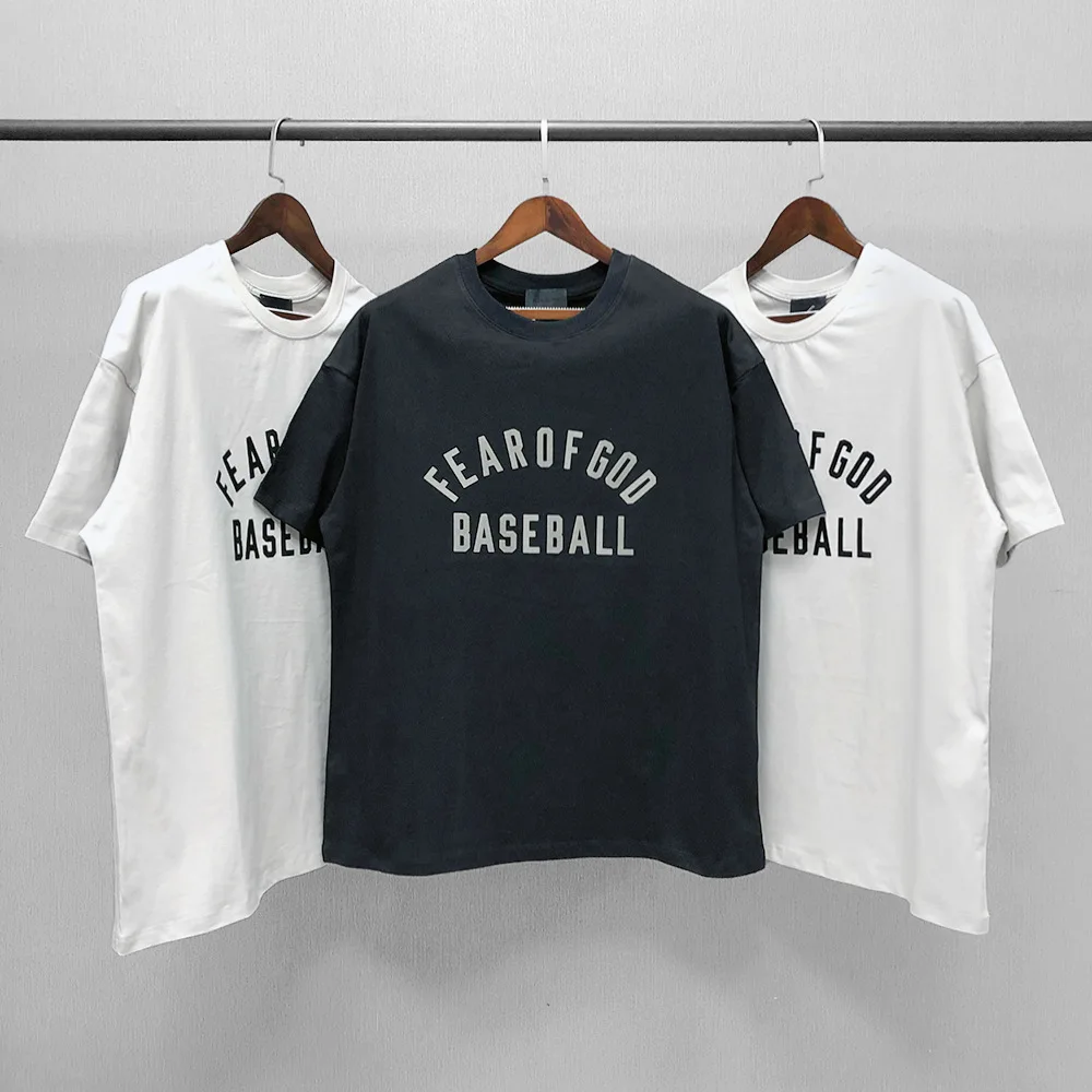 

New Fog Essentials 1:1 Kanye West Jerry Lorenzo Season 7 Men's T-shirt Loose Oversize High Street Short Sleeve Baseball Tee
