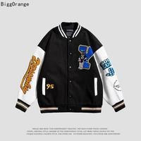 biggorange 2021 new fashion hip hop heavy industry flocking bear baseball uniform men jacket loose couple jacket unisex jackets
