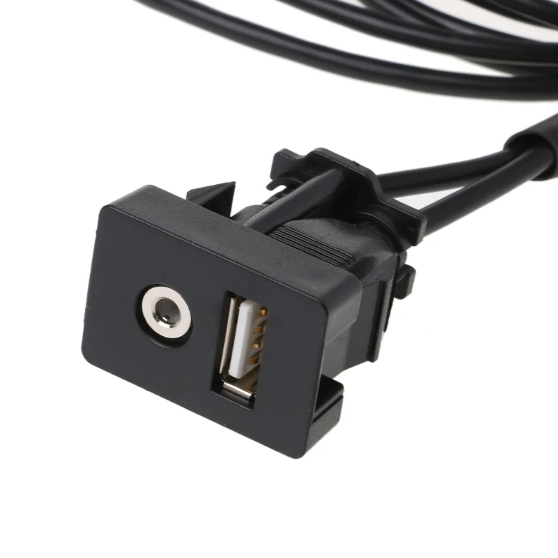 

2021 New 1M Car Dash Flush Mount USB Port Auto Boat 3.5mm AUX USB Extension Cable Adapter