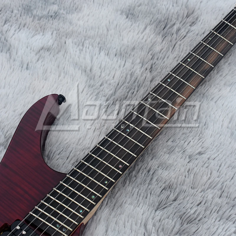 Горная безголовая гитара fanned fret 6 струнная электрогитара с корпусом из ольхи Пламя клен Топ ebony fret 5 шт. шеи