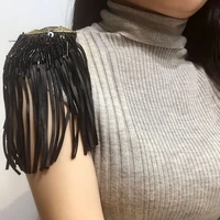 2pcs clothes tassels shoulder patch tassels accessories punk style decoration diy handmade sew leather beaded epaulet