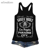 guns n roses women tank top puck rock style summer sleeveless shirt causal vest off shoulder loose top clothing drop shipping