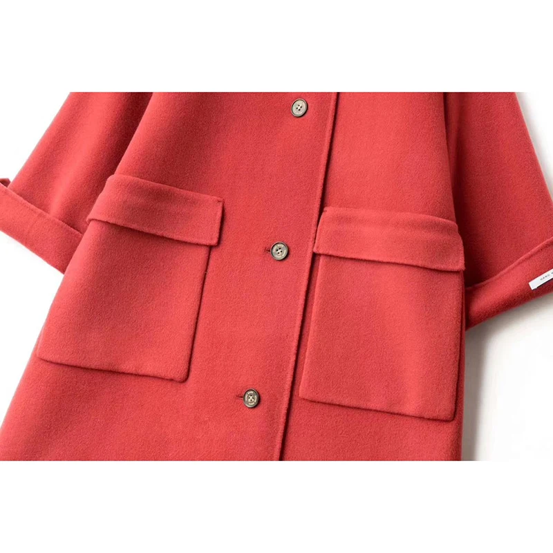 80% шерстяное пальто осень женская плюс размер свободные офисные женские сплошной