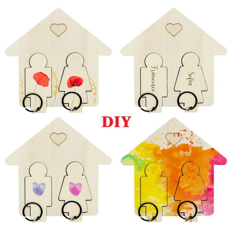 

Креативный деревянный держатель для ключей, настенный Подвесной деревянный домик «сделай сам», настенный подвесной автомобильный держатель для ключей, настенное украшение, подарок на день Святого Валентина