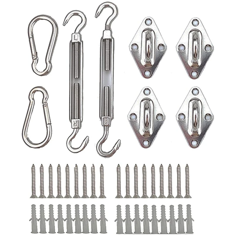 

40Pcs 6 Inch Shade Sail Hardware Kit for Triple-cornered Rectangle Sun Shade Sail Installation, 304 Grade Stainless Tool