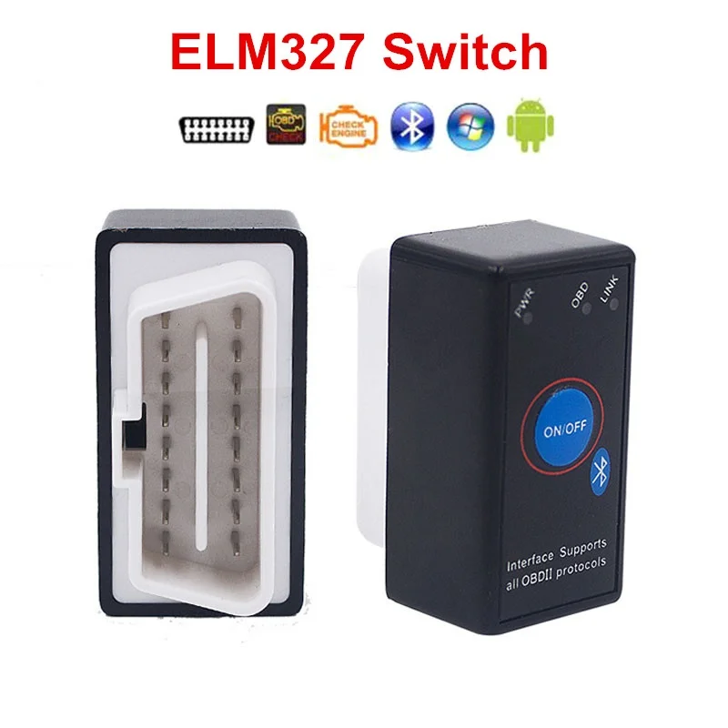 Мини выключатель ELM 327 ELM327 Bluetooth V2.1 Кнопка ВКЛ/ВЫКЛ OBD2 автомобильный
