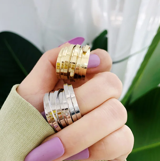 Женские кольца AOMU нестандартные металлические Колечки золотистого и