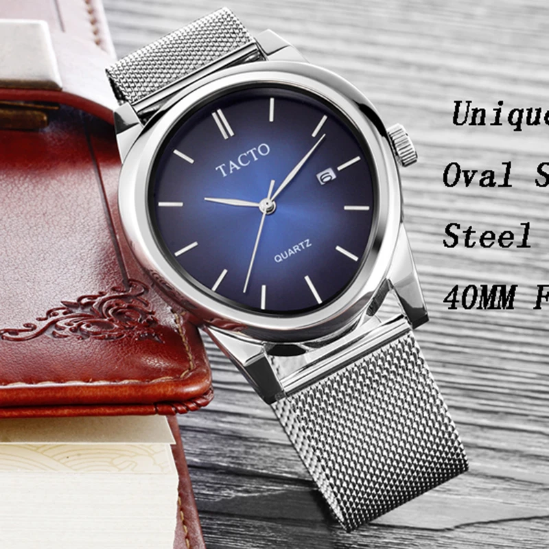 

Casual Sports Blue Watch for Men Top Brand Luxury Stainless Steel Mesh Wrist Watch Mens Clocks Waterproof Automatic Date Watches