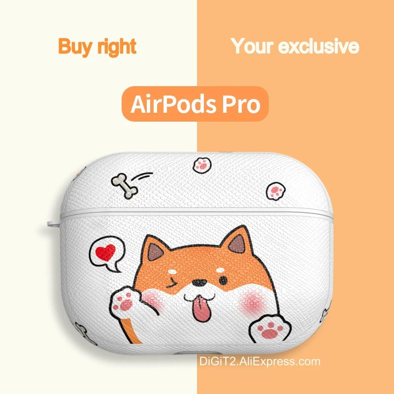 

AirPods Case for AirPods Pro or AirPods1/2 Silicone Leather Pattern Cover /Shiba Inu Cartoon Cute Cool Shell