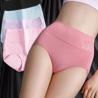 cotton womens panties elastic soft large size xxl embossed rose ladies underwear breathable sexy high waist briefs