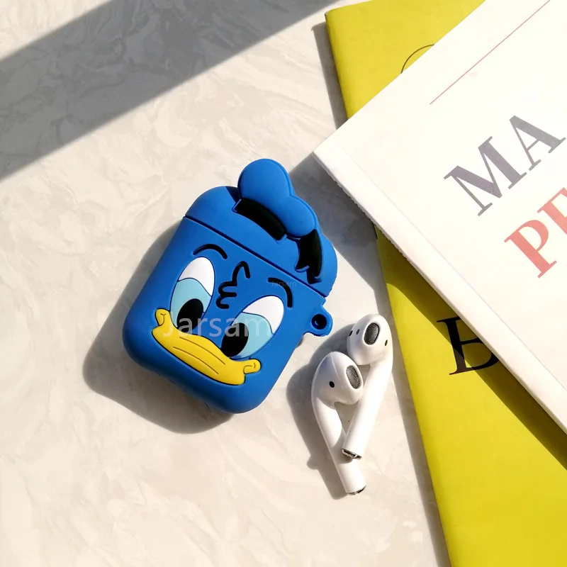 Donald Duck Милый мультяшный беспроводной Чехол для наушников для Apple AirPods 2 Силиконовый чехол для зарядки наушников Защитный чехол для AirPods - Цвет: Donald Duck