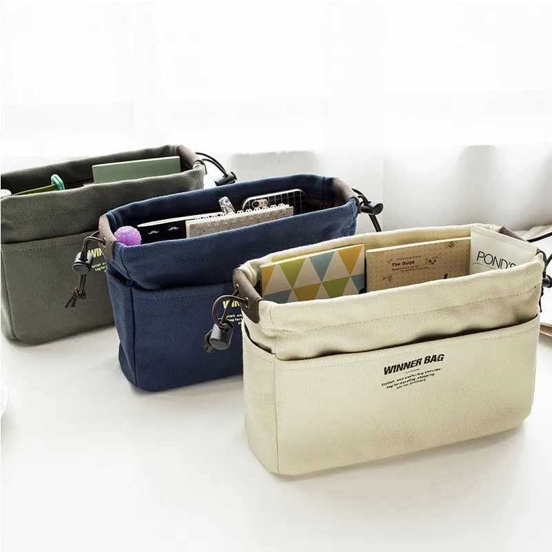 

Canvas Purse Organizer Bag Organizer Insert with Compartments Makeup Organizers Handbag Organizador Trousse Maquillage Femme