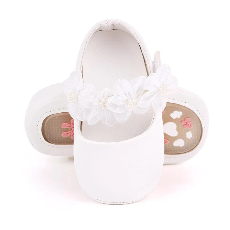 Zapatos de princesa para primeros pasos para ni&ntilde;a, cadena de flores para cuna, elegantes, suela antideslizante de goma, suaves y c&oacute;modos-5