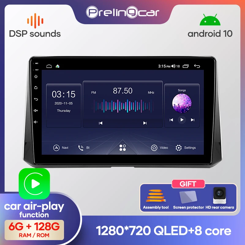 Автомагнитола Prelingcar 2 Din Android 10 0 без DVD мультимедийный видеоплеер GPS навигация для