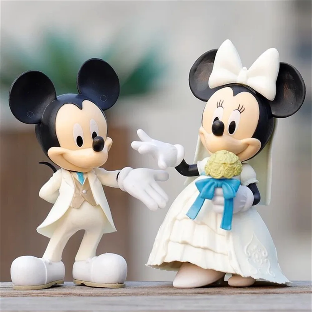 

Disney Wedding Mickey Mouse Minnie Donald Duck 11-13cm Action Figure doll Model Toys Wedding Party Decoration Gifts Cake Topper