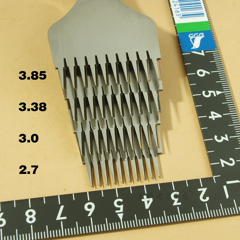 

3.38MM 3pcs Spacing Leather Craft Tools Hole Punches Stitching Punch Tool 2/510 Prong White Steel/ French Flat Cut