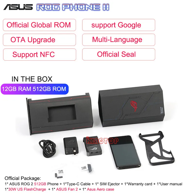 ASUS ROG Phone 2 Мобильный телефон 6 59 ”12 ГБ 512 Snapdragon 855 Plus 48MP II ZS660KL 6000 мАч NFC игровой