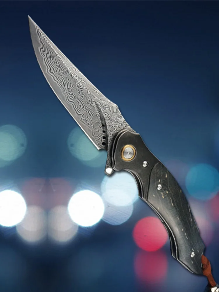 Нож Тактический складной ручной работы из дамасской стали VG10