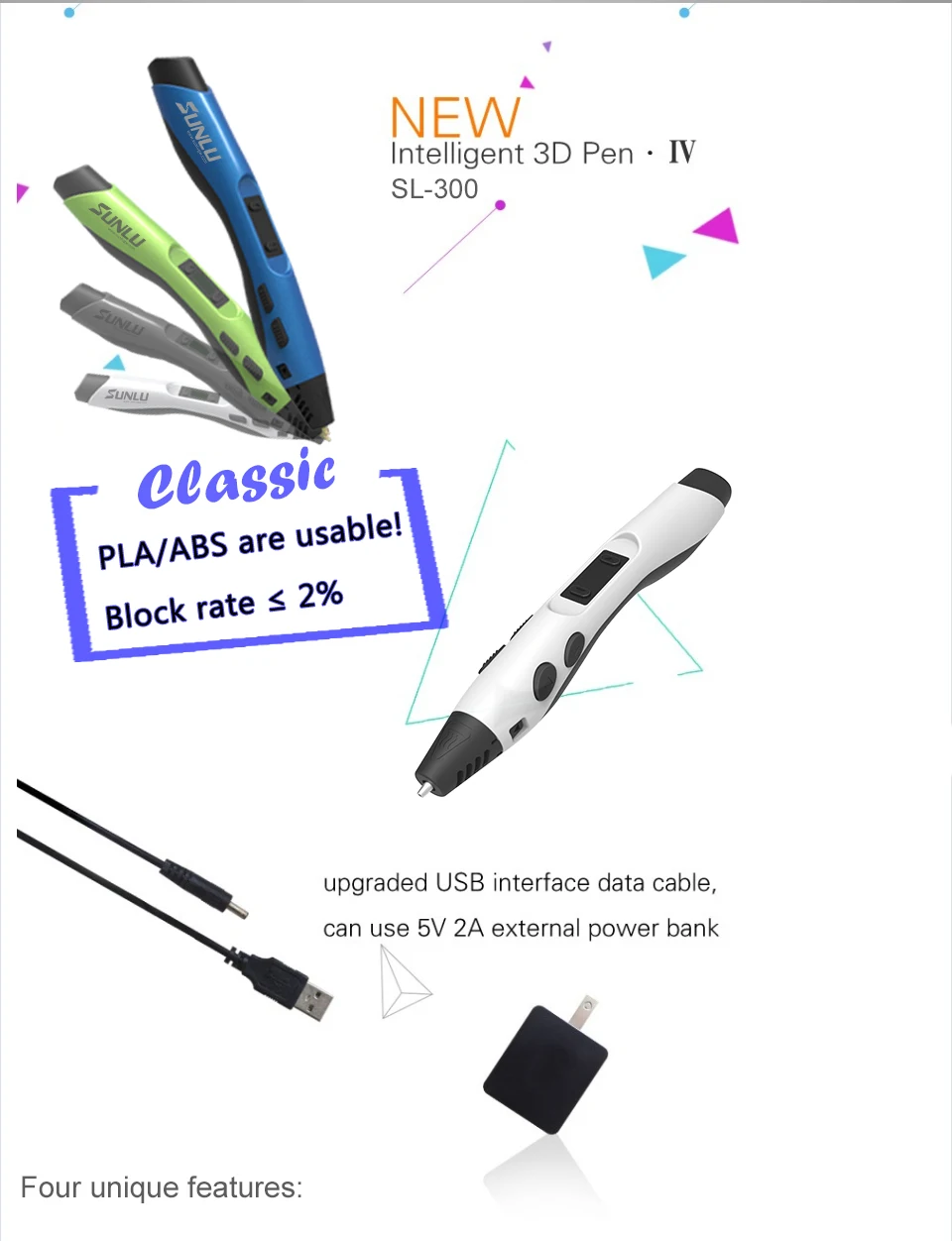 Новинка 3D Ручка высокое качество безопасность оригинал сделай сам печать ABS PLA PCL
