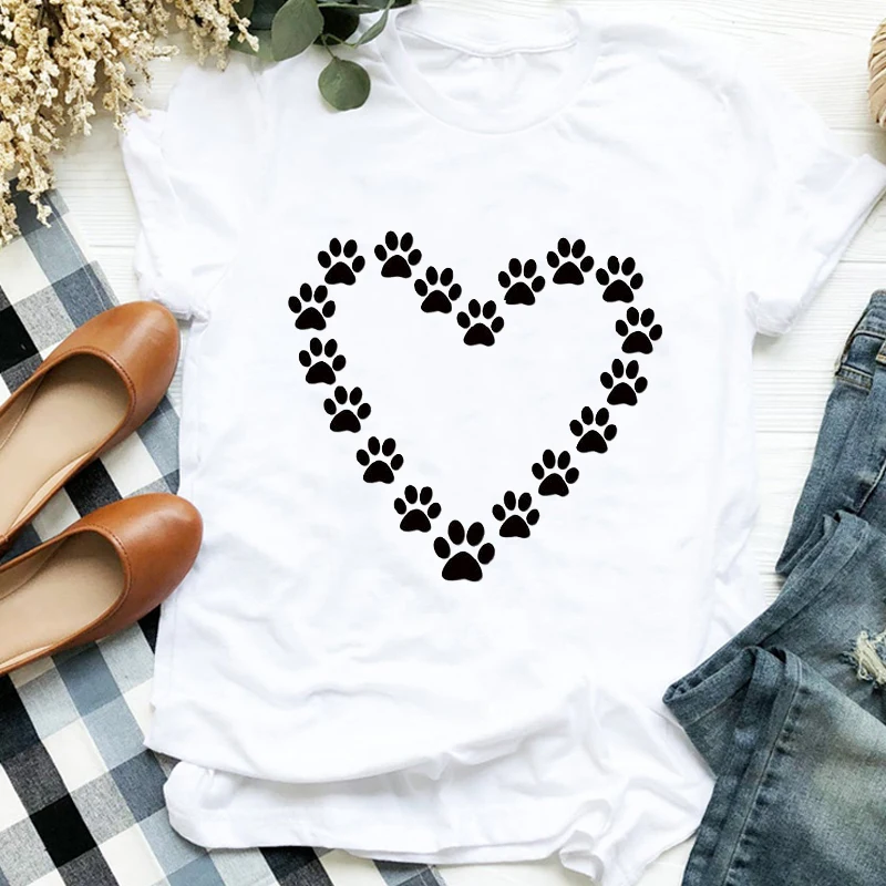 Футболка женская с принтом животных милая мультяшная рубашка сердечек кошек
