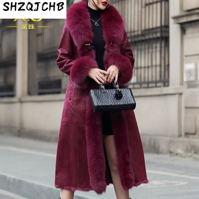 

Женское пальто с мехом кролика SHZQ, зимнее пальто средней длины, 2021