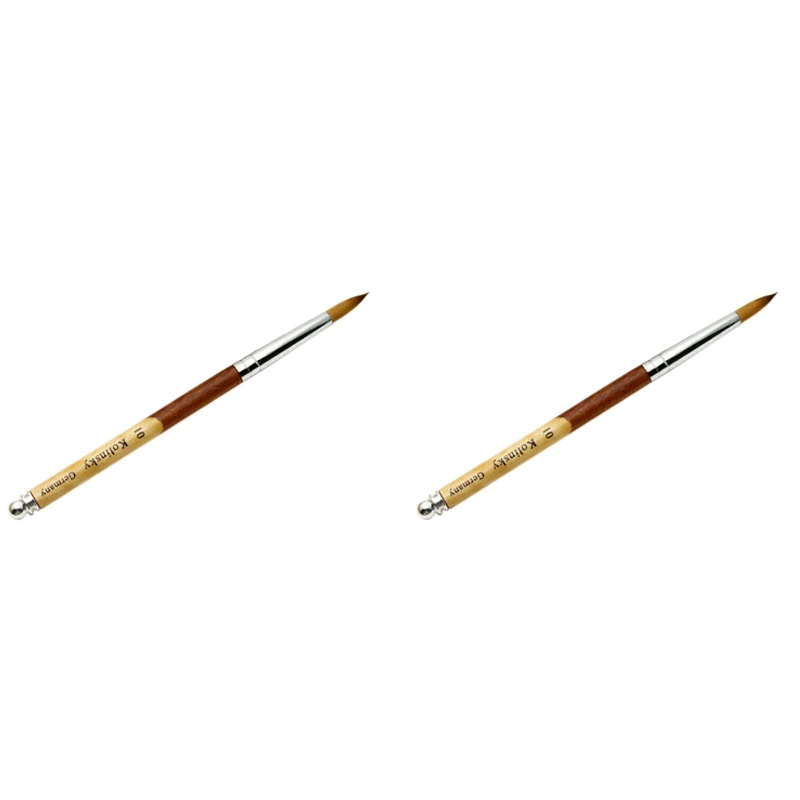 

2 Pcs Acrylic Crimped Nail Brush Nail Art Brush with Acrylic Handle, 8 & 10