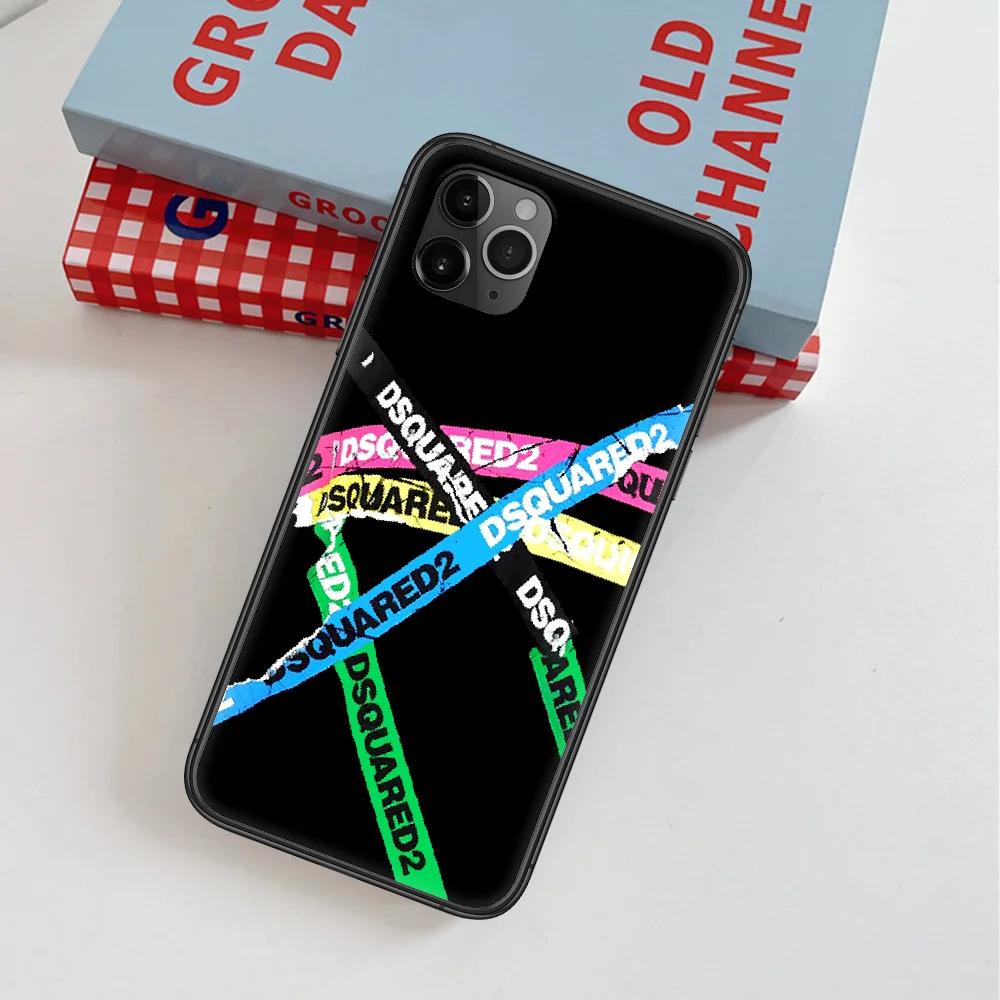 

D2 Fashion Trend Brand Phone Case For IPhone 4 4s 5 5S SE 5C 6 6S 7 8 Plus X XS XR 11 12 Mini Pro Max 2020 black Hoesjes