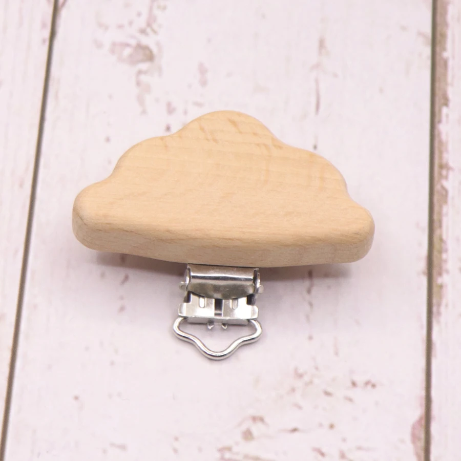 Clip para chupete de haya, elefante peque&ntilde;o, estrella, coraz&oacute;n, p&aacute;jaro, nube, dientes de beb&eacute;, accesorios de cadena preferidos DIY, 5 uds.-2