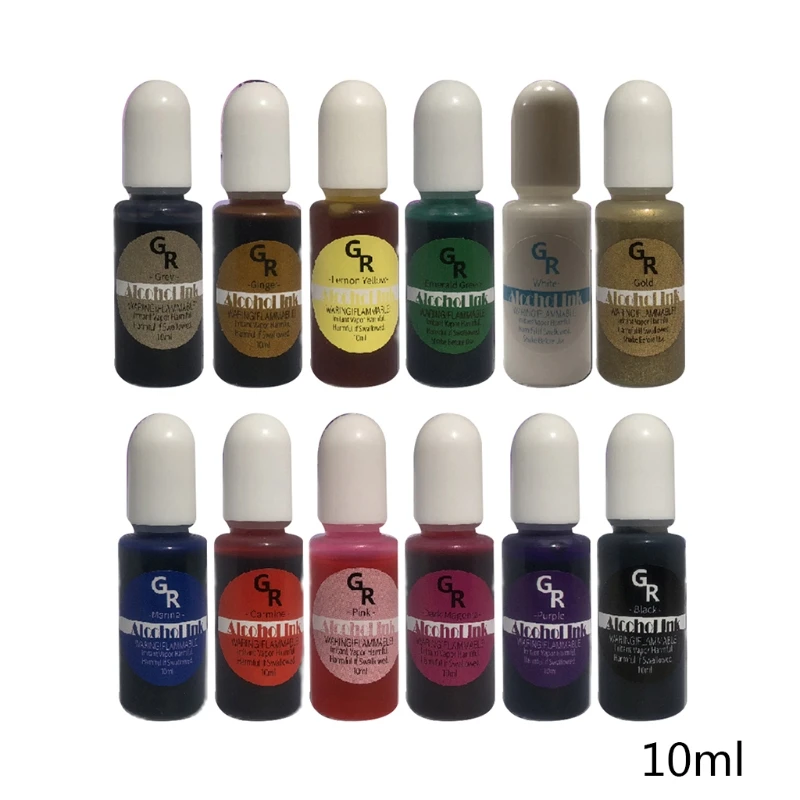 

12 Colors Epoxy Resin Diffusion Pigment Alcohol Ink Liquid Colorant Dye DIY Crafts Jewelry Making Accessories