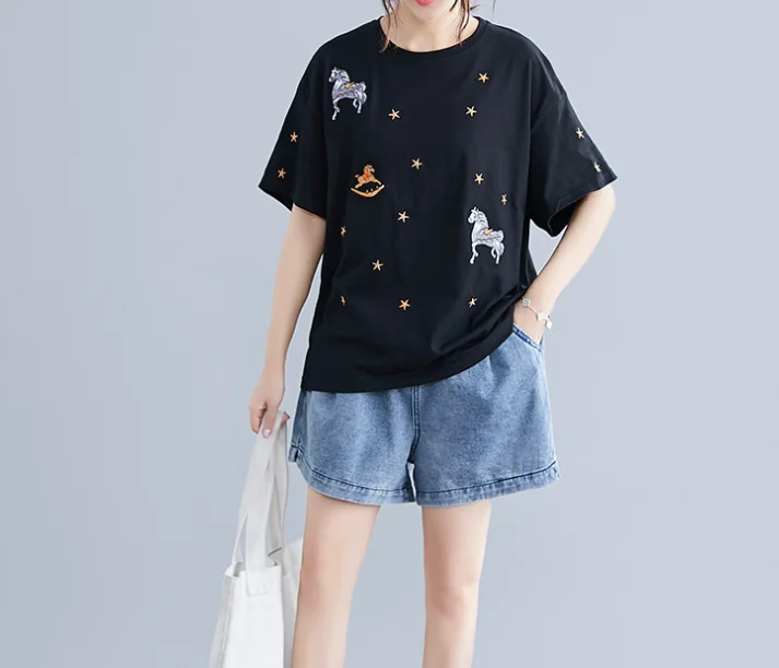 

2019 Summer Short Fashion Shirt Women Rainbow Striped Tops Harajuku Tshirt one
