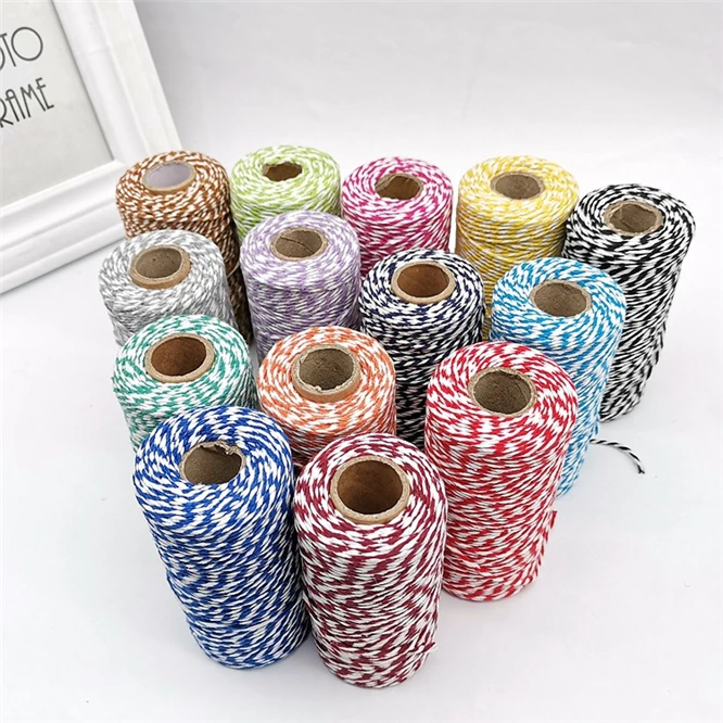 

100PCS 100M Color Pure Cotton Cord Twisted Rope Crafts Macrame Artisan String Macrame String DIY Handmade Home Decorative Supply