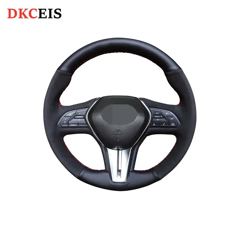 

Hand stitch Black Genuine Leather Car Steering Wheel Cover For Infiniti Q50 2017 2018 2019 Q60 2015-2019 QX50 2018-2019