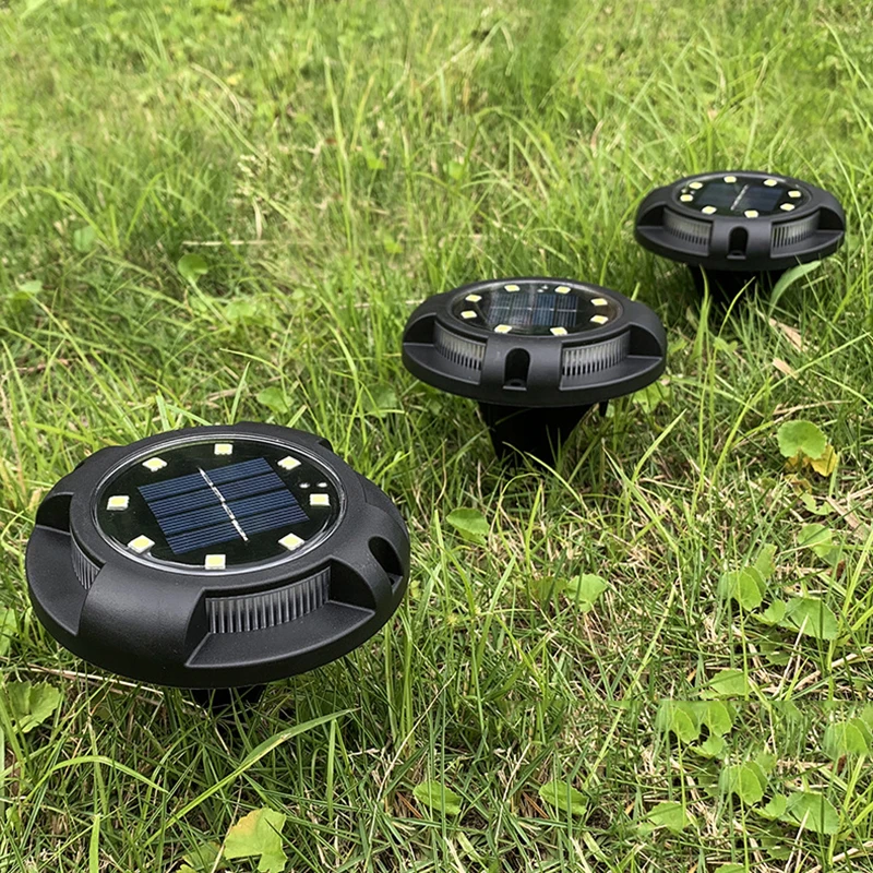 저렴한 태양 램프 8led 및 파란색 지상 빛 정원 풍경 잔디 램프 매장 된 조명 야외 방수 도로 계단 갑판 빛