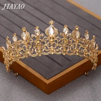 bridal tiaras and crowns hair jewelry champagne gold crystal rhinestone wedding hair accessories crown queen diadem ornament