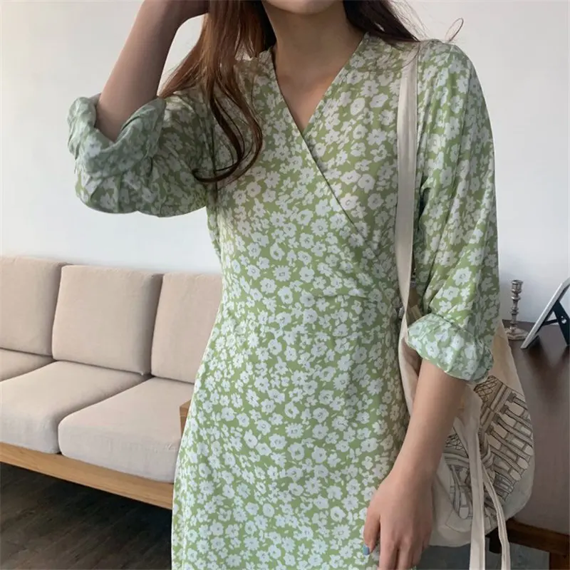 Женское Короткое платье HziriP винтажное длинное в стиле преппи с цветочным принтом