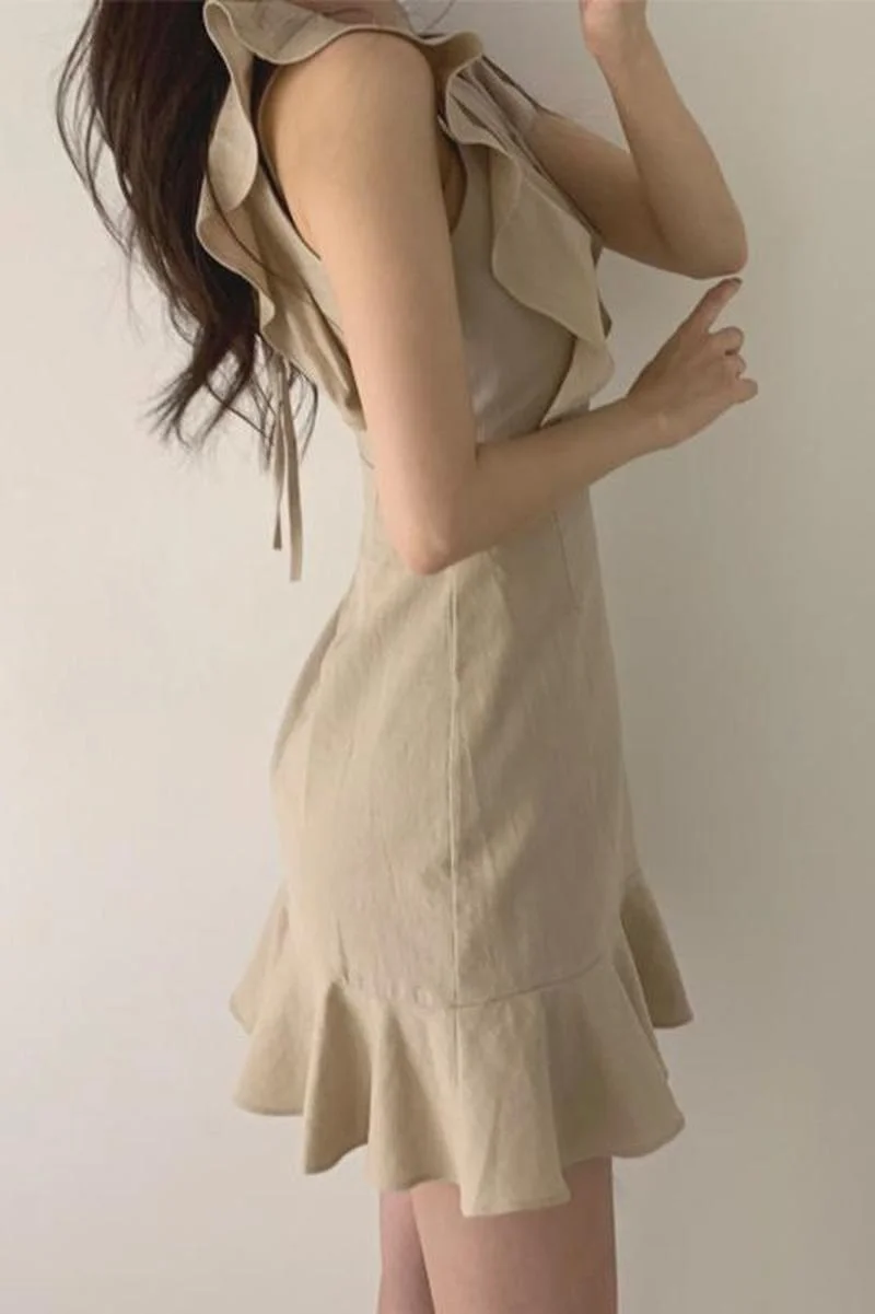 

Spring and Summer Western Style Ruffled Fishtail Hip Skirt Temperament Slim Fit Waist-Controlled Slimming Dress Women's Dress