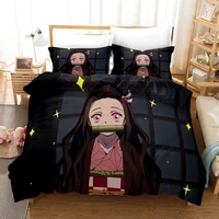 japan demon slayer bedding set cartoon anime lovers duvet cover for adults bed set queen single king size kids cute home textile