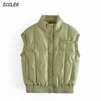 womens faux leathes jacket pu coats padded vest ladies sleeveless office outwear fashion pockets cropped tops casual parkas za