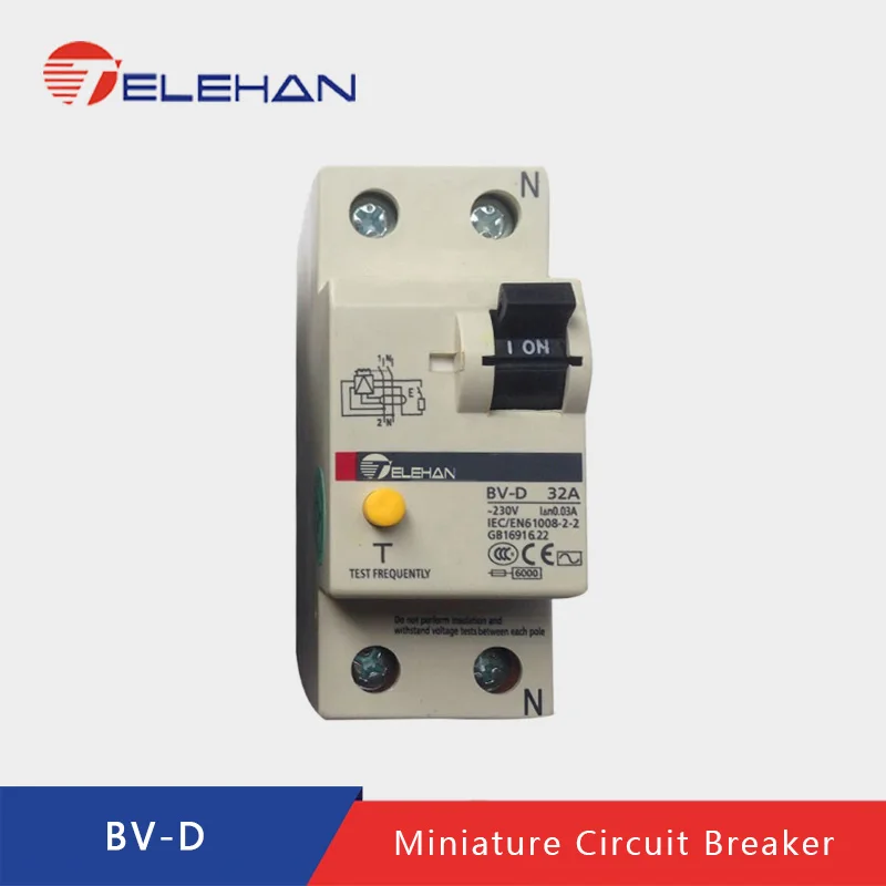 TELEHAN BV-D/2 P 25A 32A 40A 63A RCCB, постоянный ток выключателя, прерыватель цепи при утечке на землю, ELCB, защита от утечки