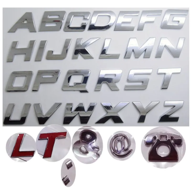 

WL Car-styling 25mm Italics Letters And Numbers DIY 3D Metal Alphabet Emblem Digital Badge For Car Trunk Body Decorate Stickers