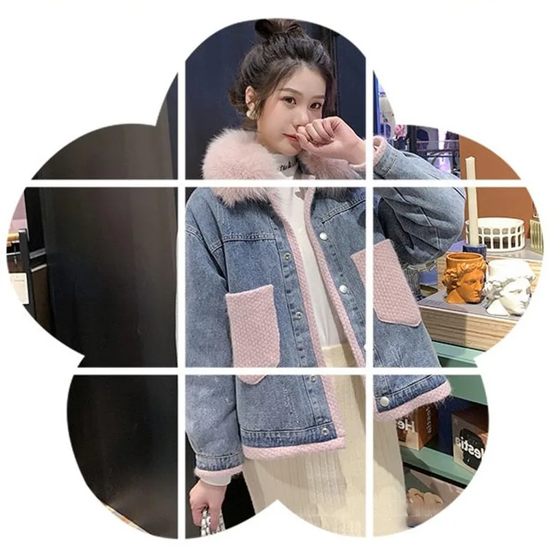 

cotton-padded jacket female qiu dong han edition loose stitching joker thickening cotton-padded clothes coat