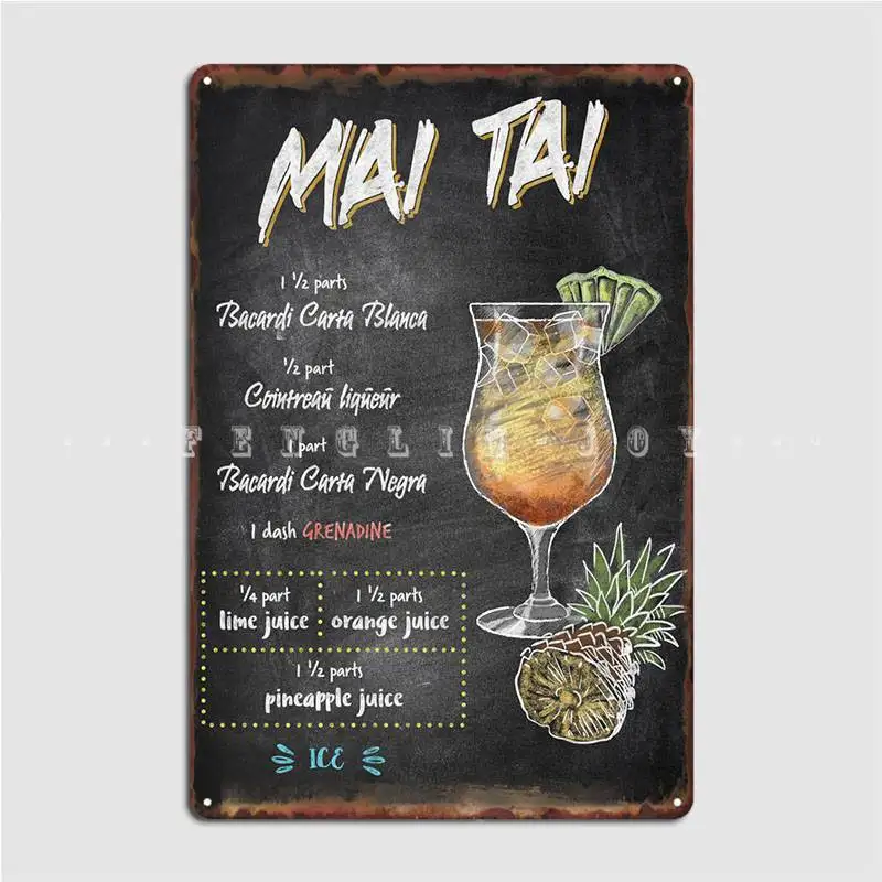 

Mai Tai Poster Metal Plaque Retro Bar Cave Plates Club Party Tin Sign Poster