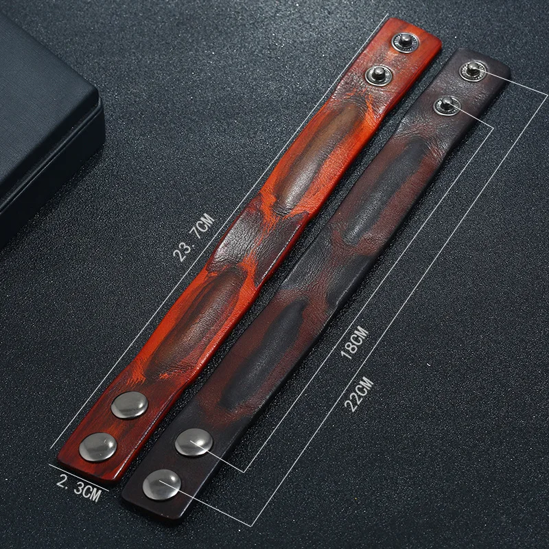 Простой кожаный мужской браслет в стиле панк винтажный очаровательный ювелирный