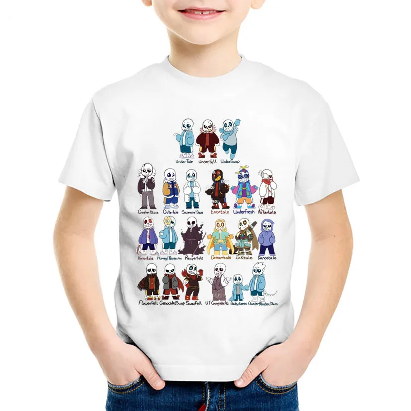 Модные детские Забавные футболки с принтом Undertale Sans летние для игр повседневные