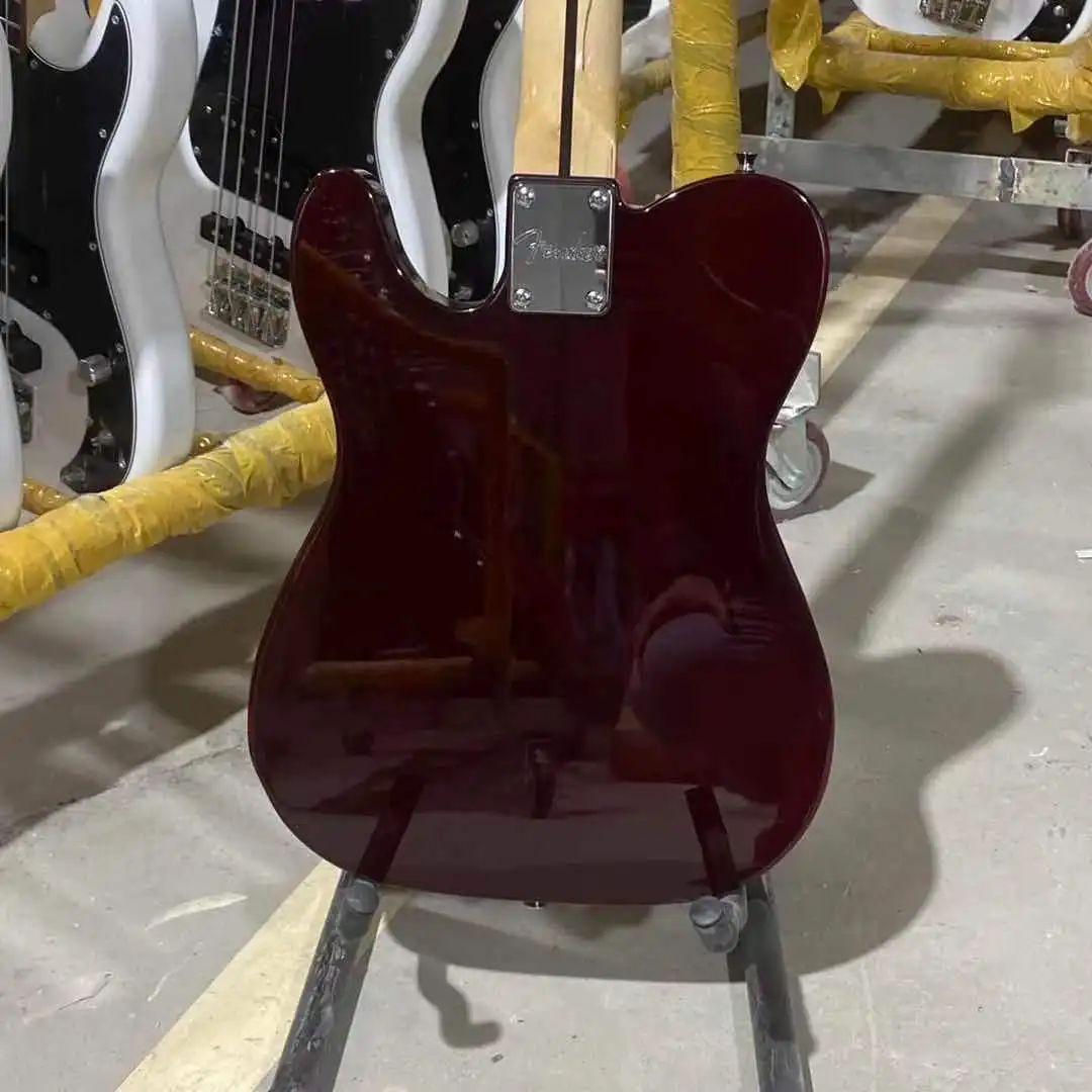 

Tele Electric Guitar ELM Body P90 Pickups 2V 2T Wine Red Color Maple Fingerboard Free Shipping