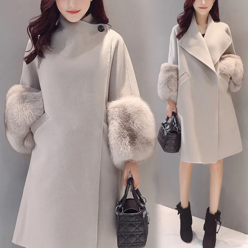 2019 Autumn And Winter New Style Woolen Coat Fashion Mid-length Slim Fit Slimming Loose Plus-size Korean-style | Женская одежда